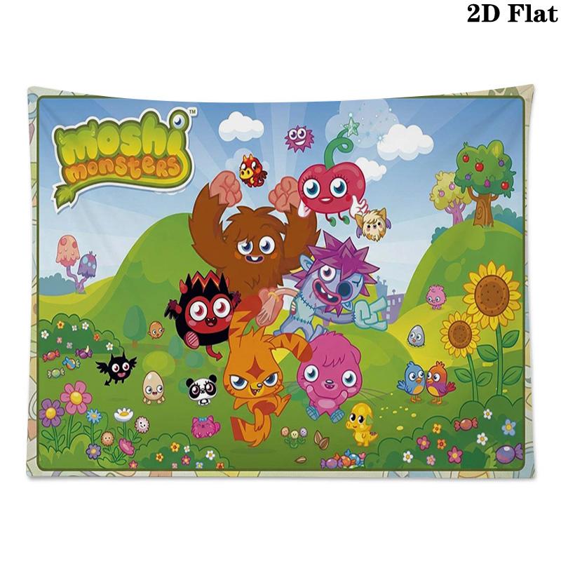 Moshi Monsters Wall Tapestry Aesthetic Wall Hanging Printed Fabric Blanket Decorative Tapestries for Bedroom Living Room Home Decor