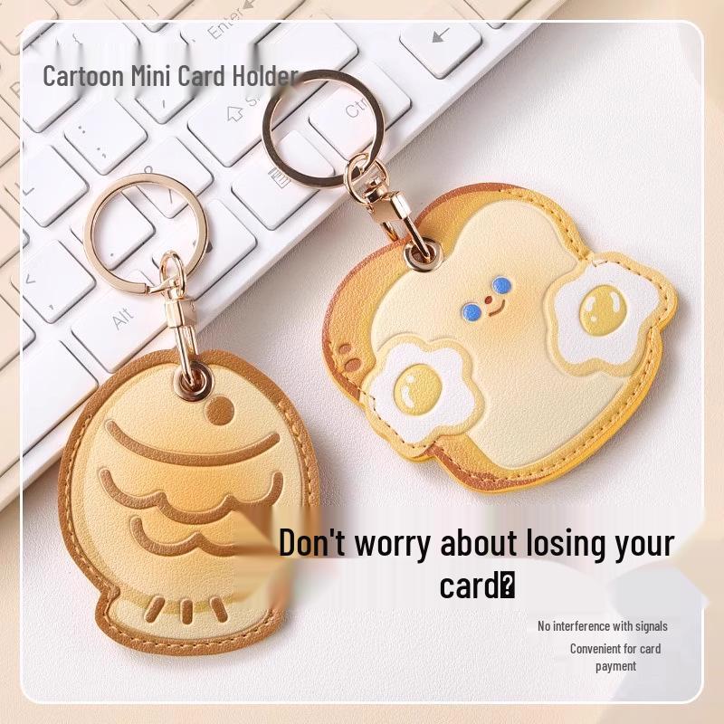 Newcomer 1.38 Exclusive: Cartoon Fried Egg Toast Card Holder, Mini Teardrop & Round Shape