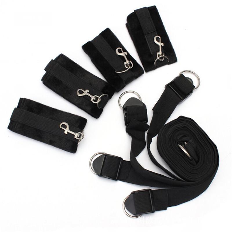 Bondage Set Adult Sex Game Handcuff Ankle Restraints Sextoy Couple Slave Sex Products Erotic Bed Strap System SM Soft Cuffs