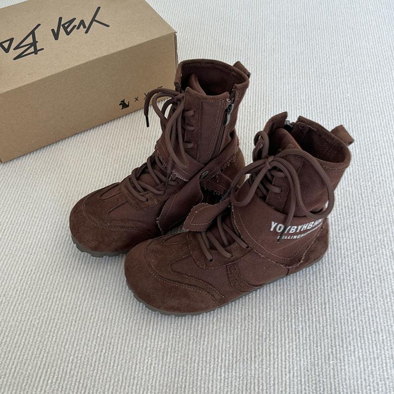 

Retro Maillard Martin boots women s popular 2025 new autumn wasteland canvas shoes versatile German training casual shoes 40 темно-коричневого