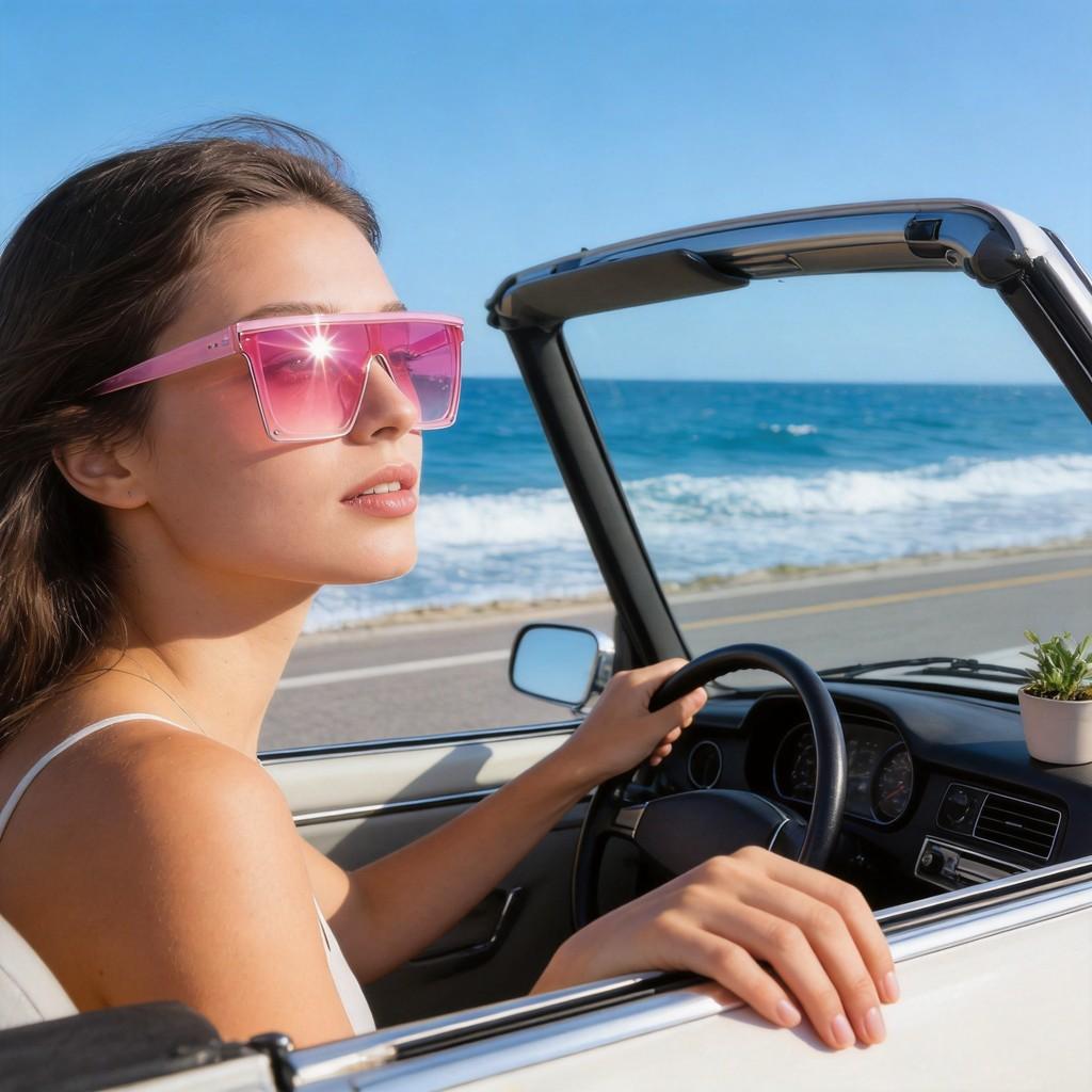 Trendy Square Glasses For Women With Pc Frame Uv400 Sun Protection For Travel