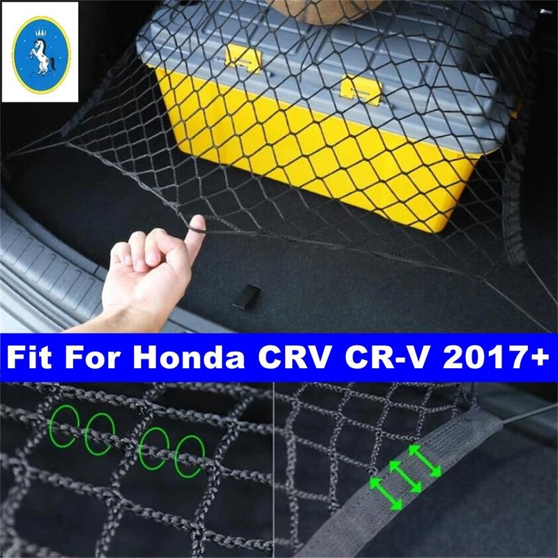 Fit For Honda CRV CR-V 2017 - Car Trunk Rear Storage Cargo Luggage Elastic Mesh Net Holder With 4 Hooks Pocket Accessories