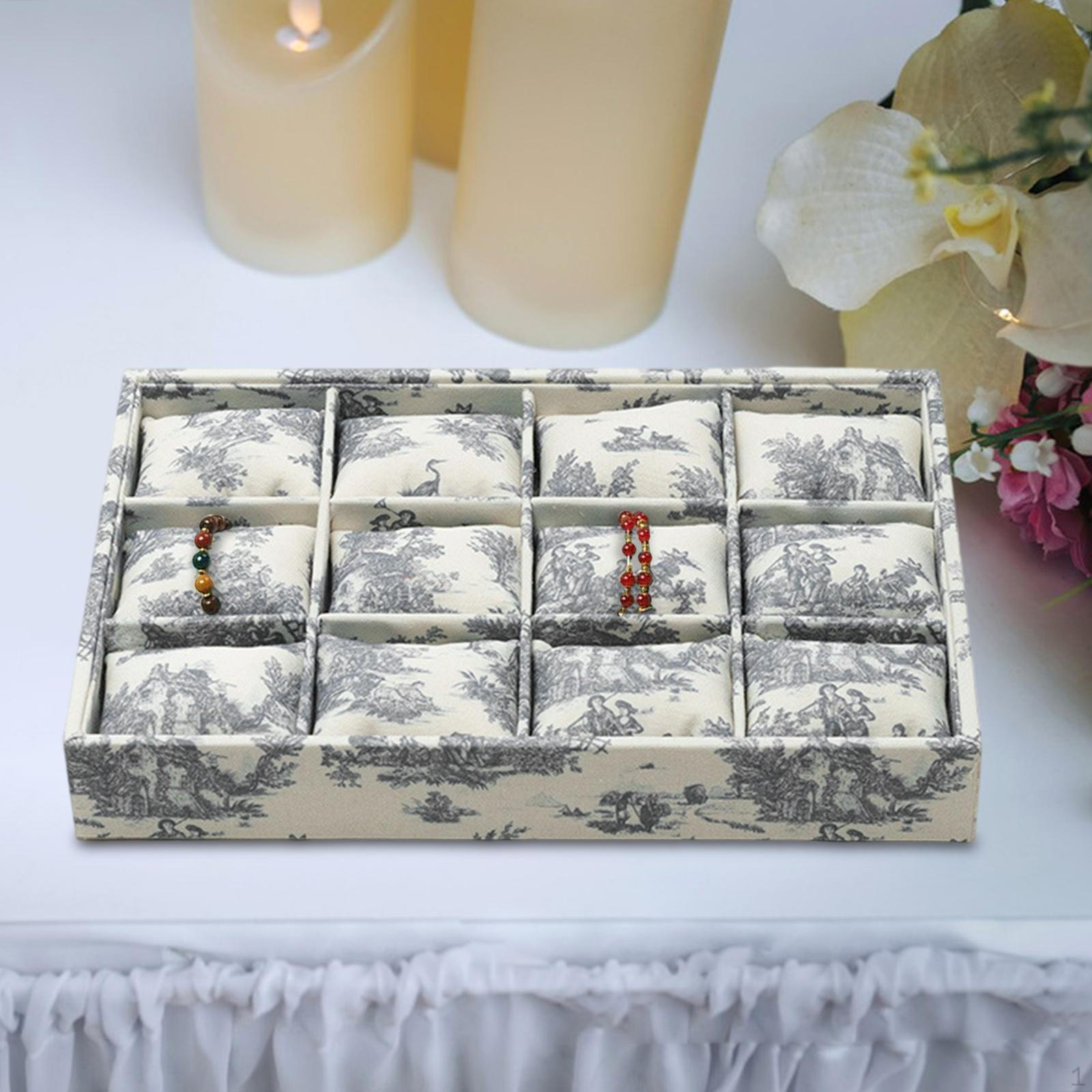 

Bracelet Display Stand Jewelry Organizer Tray for Men and Women,12 Grid,Storage,Watch Large Holder сірий колір