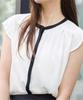 Yours French Sleeve Band Collar Blouse BBXN1458, Women's, Medium, White/Black