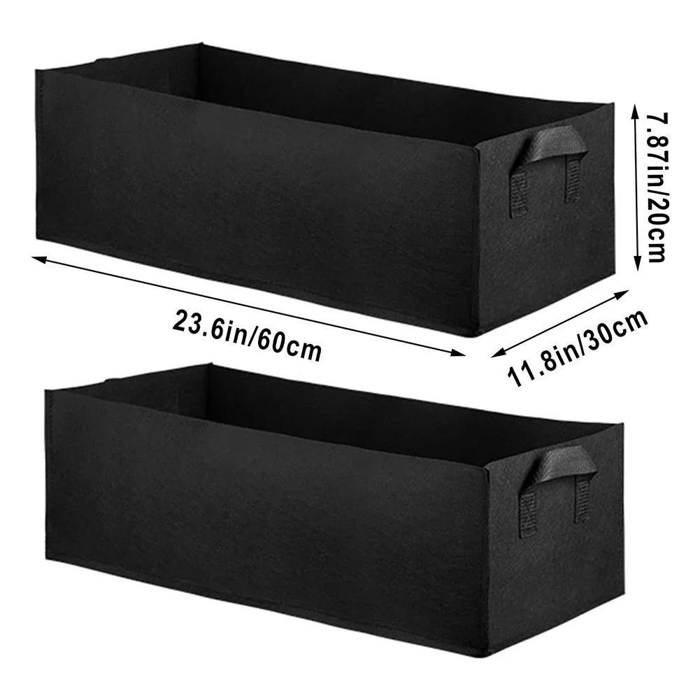 2/3 buc Sac de Cultivare din Feutru Dreptunghiular Strat de Grădină Jardiniere de Flori Plante Legume Ghiveci de Pepinieră Container de Plantare