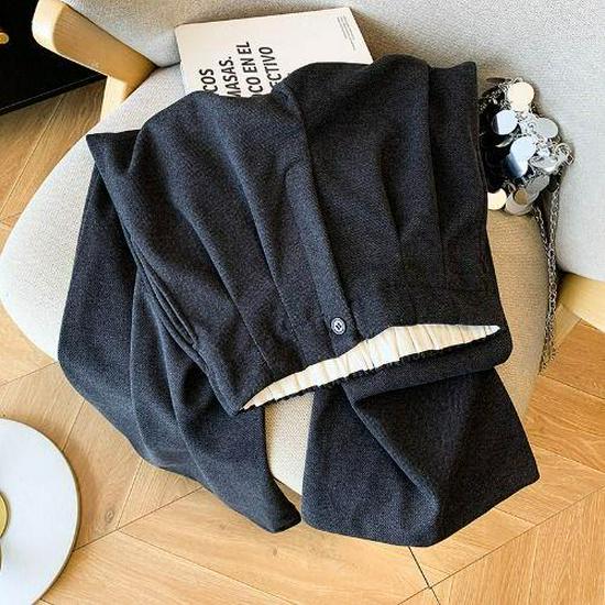 

Women s Dark Gray Wool Wide-Leg Pants - Fluffy, Thickened, Casual Drapey Straight Fit for Autumn/Winter M (101-111 pounds)