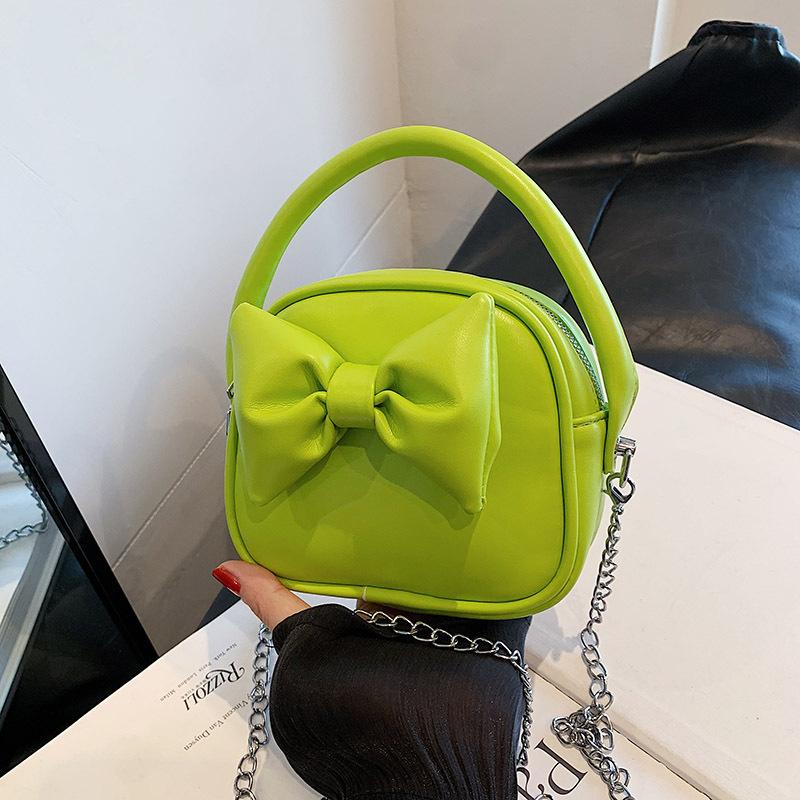 Chic Design Bowknot Women Handbags Solid Colour All-Matched Chains Crossbody Bags  New Female Mini Square Packs