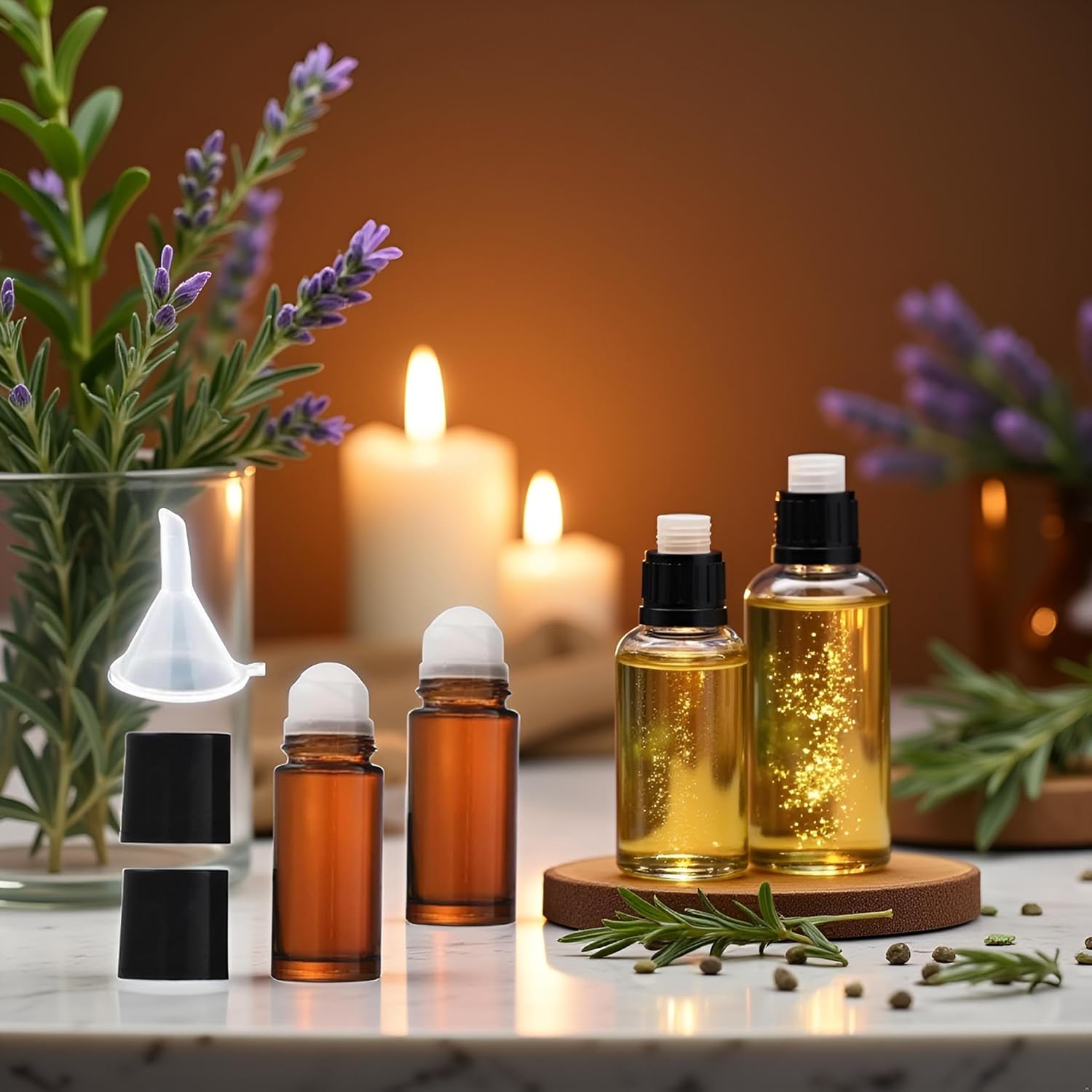 2Pcs Brown 30ml Glass Essential Oil Roller Bottles,Perfume Roller,Refillable Roll on Bottles Container Empty Deodorant Rollerball Beauty and Personal