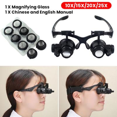 10x/15x/20x/25x Led Headband Magnifying Glasses Head Wearing Magnifier Loupes For Reading Jewelry Watch Repair