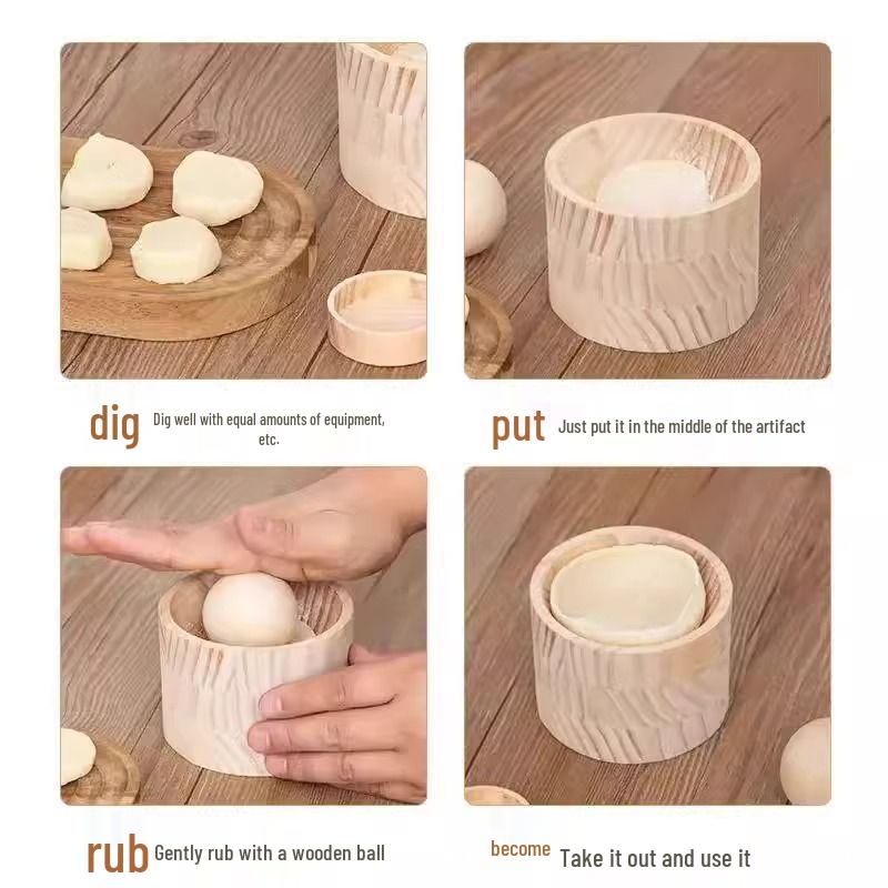 Round Wooden Dumpling Skin Press Mold