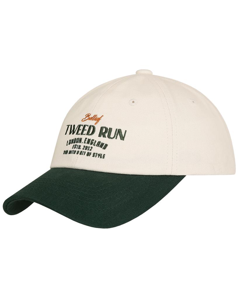 BELLIEF Tweed Run Logo Color Block Ball Cap (Green/Ivory)