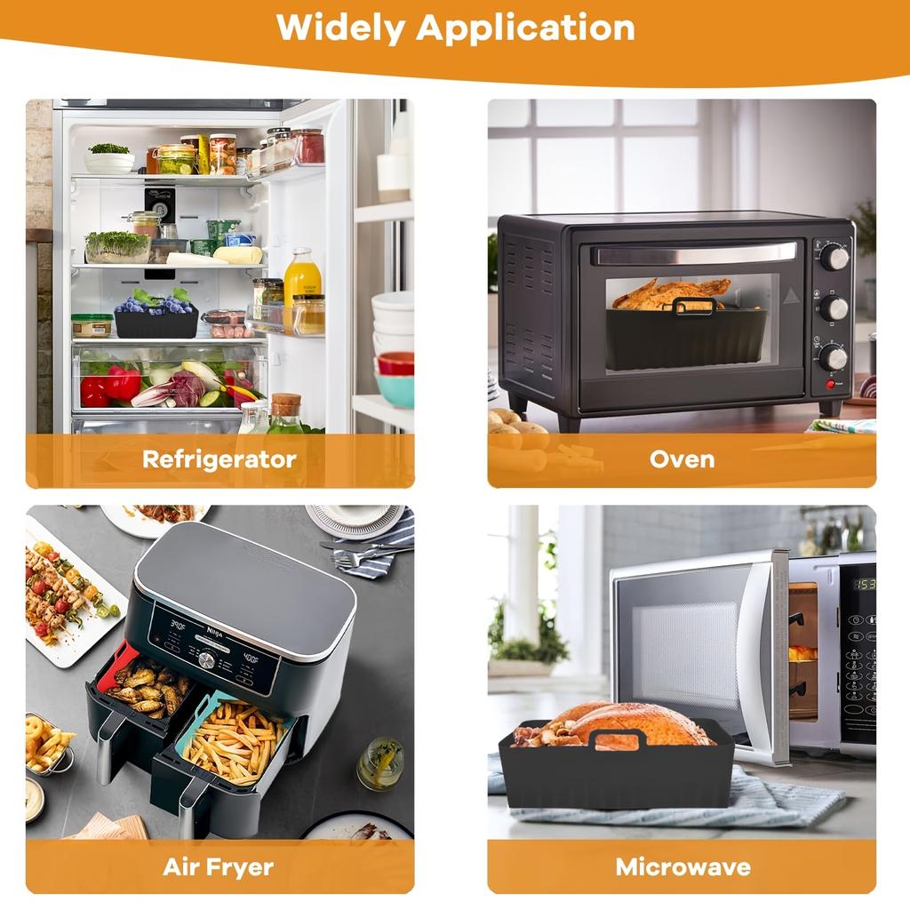 2pcs Silicone Air Fryer Liner Double Reusable Air Fryer Silicone Baking Pan Special Air Fryer Silicone Mat Air Fryer Accessories