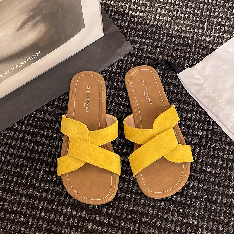 Mode 2025 Neue Sommer Herbst Damen Twist Knoten Gekreuzte Sandalen Rutschfeste Flache Lässige Resort Strand Outdoor Hawaii Einfarbige Hausschuhe