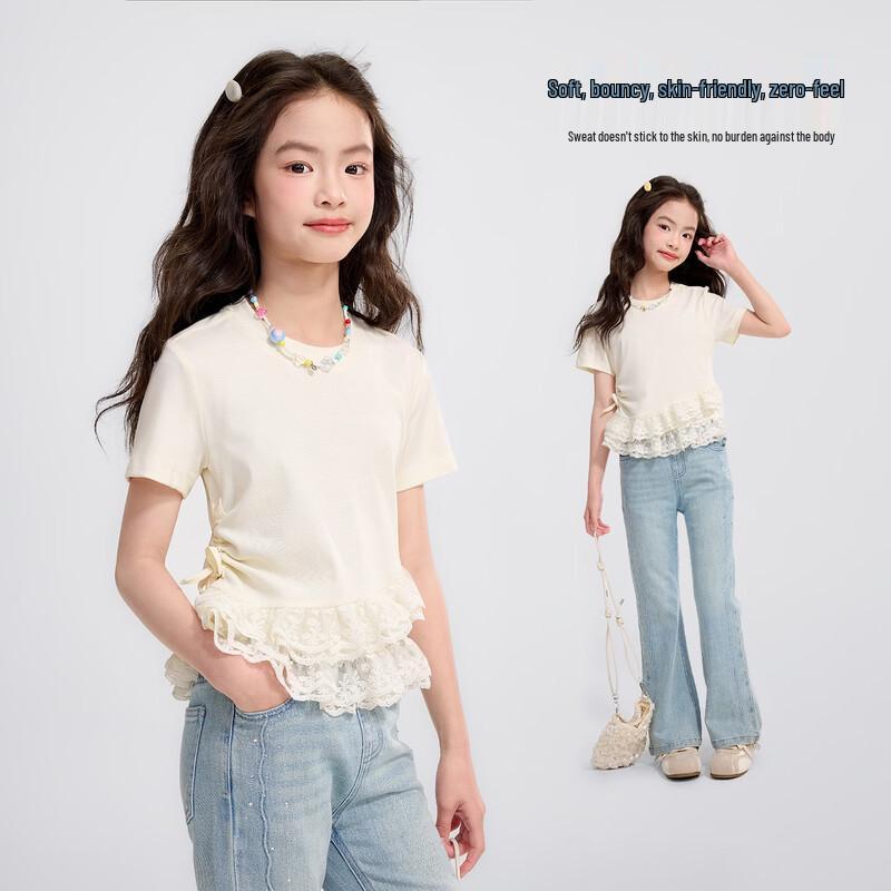 Princess Girls Lace Ruffle Short Sleeve T-shirt 110