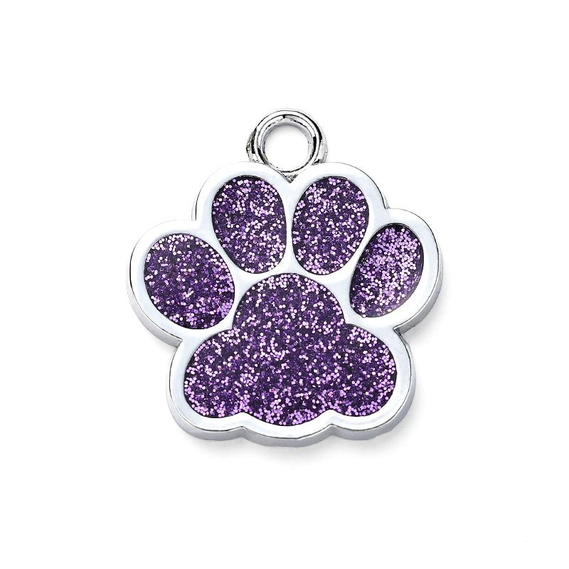 Solid Paw Print Pet ID Tag Zinc Alloy Dog Cat Name Plate Custom Laser Engraving Design Collar Keychain OEM Accepted