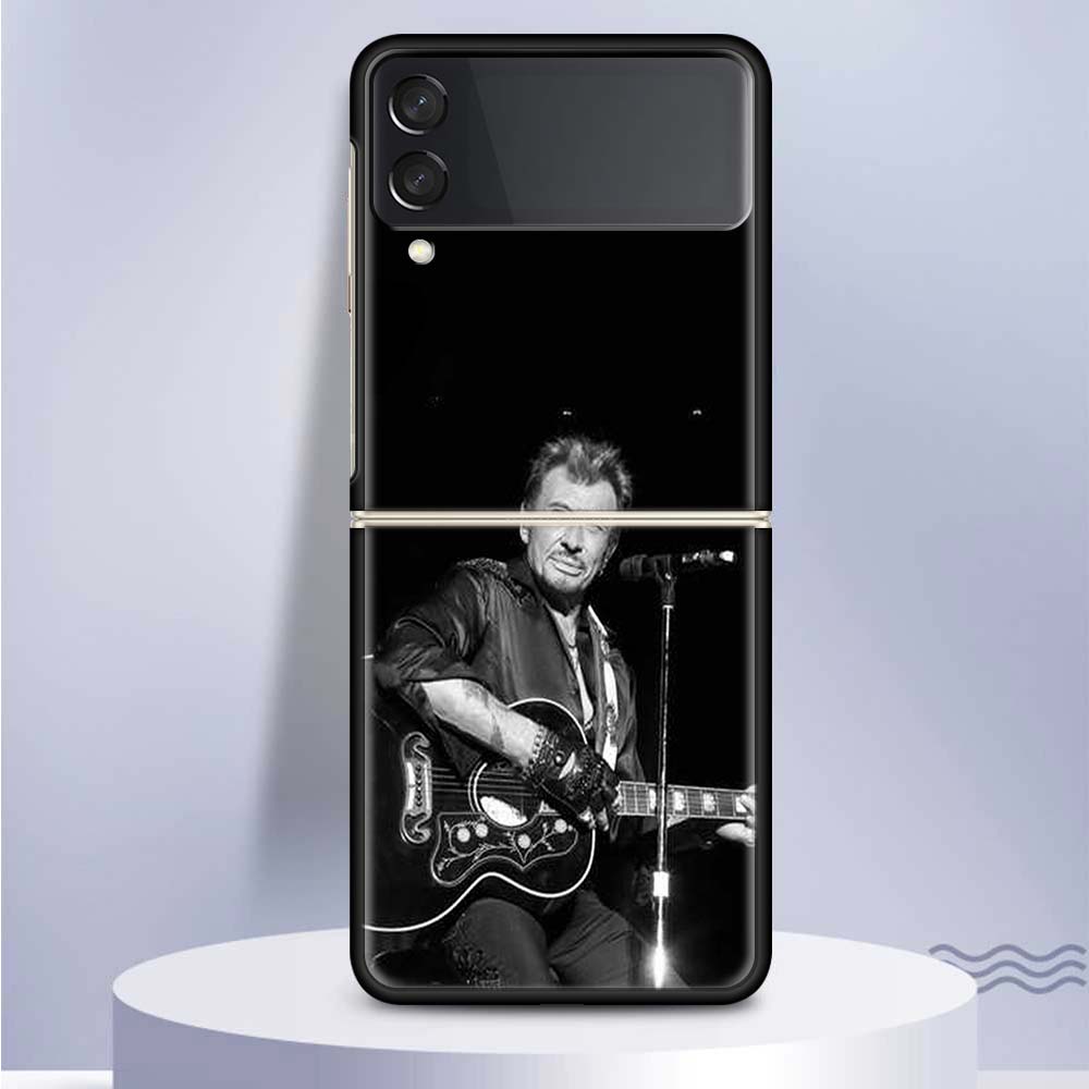 Johnny Hallyday Music Coque Phone Case For Samsung Galaxy Z Flip 6 5 4 3 5G Black Hard Cover ZFlip6 ZFlip5 ZFlip4 ZFlip3 Fundas