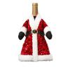 Santa Coat Wine Bottle Cover Set- Sequin Christmas Decor, Sparkling Wine Bottle Dress Decorations, Holiday Table Decor, Present Bag Party Decor For
