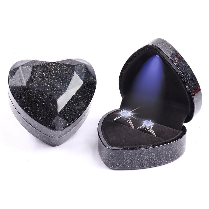 Heart-shaped Led Lighted Jewelry Box, Diamond Ring Gift Storage Packaging Box, Ring Box