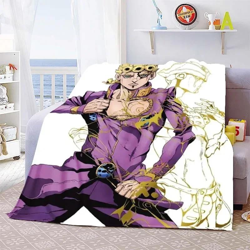Summer Blankets Sofa Bedspread Couch Home Living Room Decor Anime JoJo Bizarre Adventure Print Flannel Throw Blanket Soft Warm