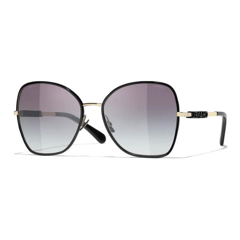 CHANEL Temple Letter Logo Metal Butterfly Sunglasses Unisex Couple Style Black