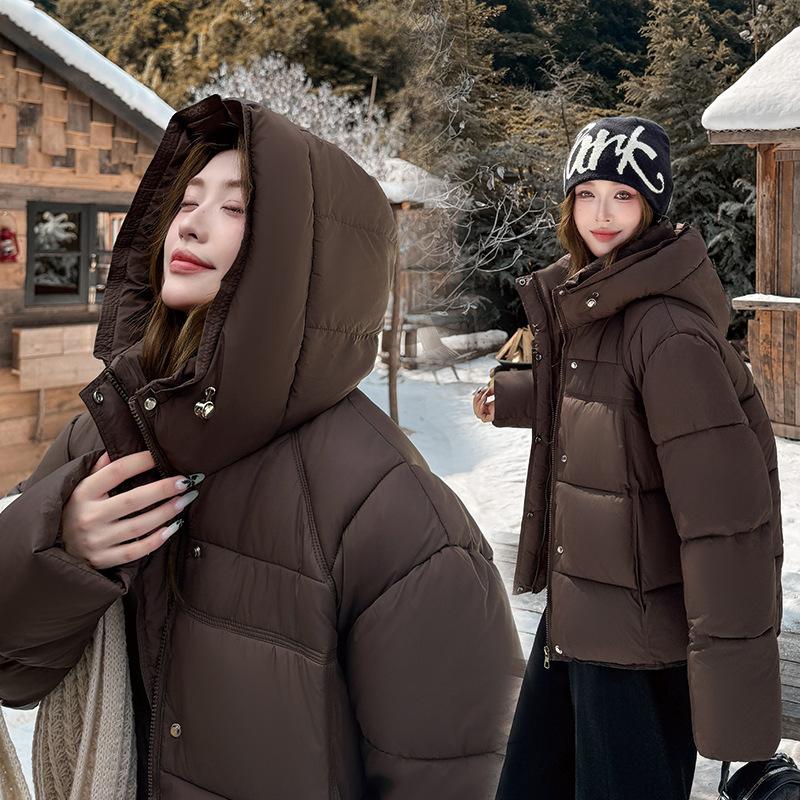 Winter new loose thickened warm down cotton clothes women's short hooded bread clothes European jacket