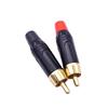 Red/Black RCA Male Plug with Black Aluminum Shell, Gold-Plated Copper Connector, 6mm