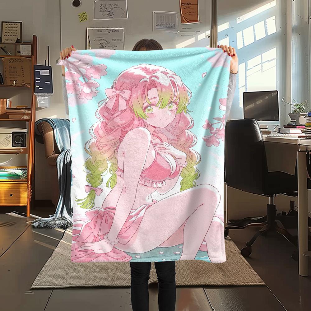 1pz Coperta in Flanella con Stampa Demon Slayer, Alta Qualità, Per Tutte le Stagioni, Decorazione per la Casa, Calore e Comfort, Perfetta per Regali di Natale