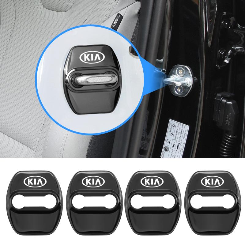 Cqgntp1 4Pcs Car Door Lock Cover Stainless Steel Protection Accessories For Kia GT-Line Sportage Ceed Rio Picanto Sorento Soul Cerato