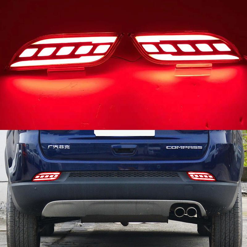 13 Car Accessors LED Reflector For Jeep COMPASS 2017 2018 2019 2020 Car Tail Light Rear Bumper Light Rear Fog Lamp Brake Light