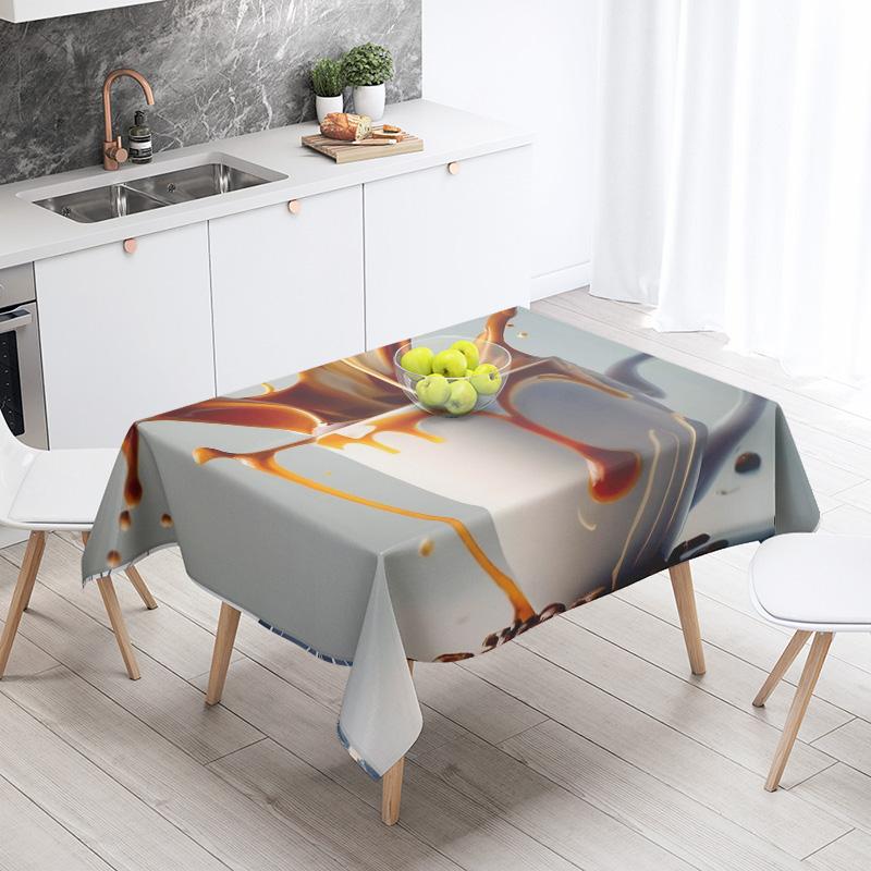 Abstract Art Food Illustration Tablecloth Oil-proof Tablecloth Waterproof Picnic Fabric Nordic Home Decoration