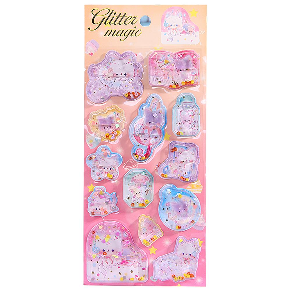 Kawaii 3D Dynamic Cartoon Stickers Dazzling Gemstone Dynamic Oiling Sticker Cute DIY Mobile Graffiti Decoration