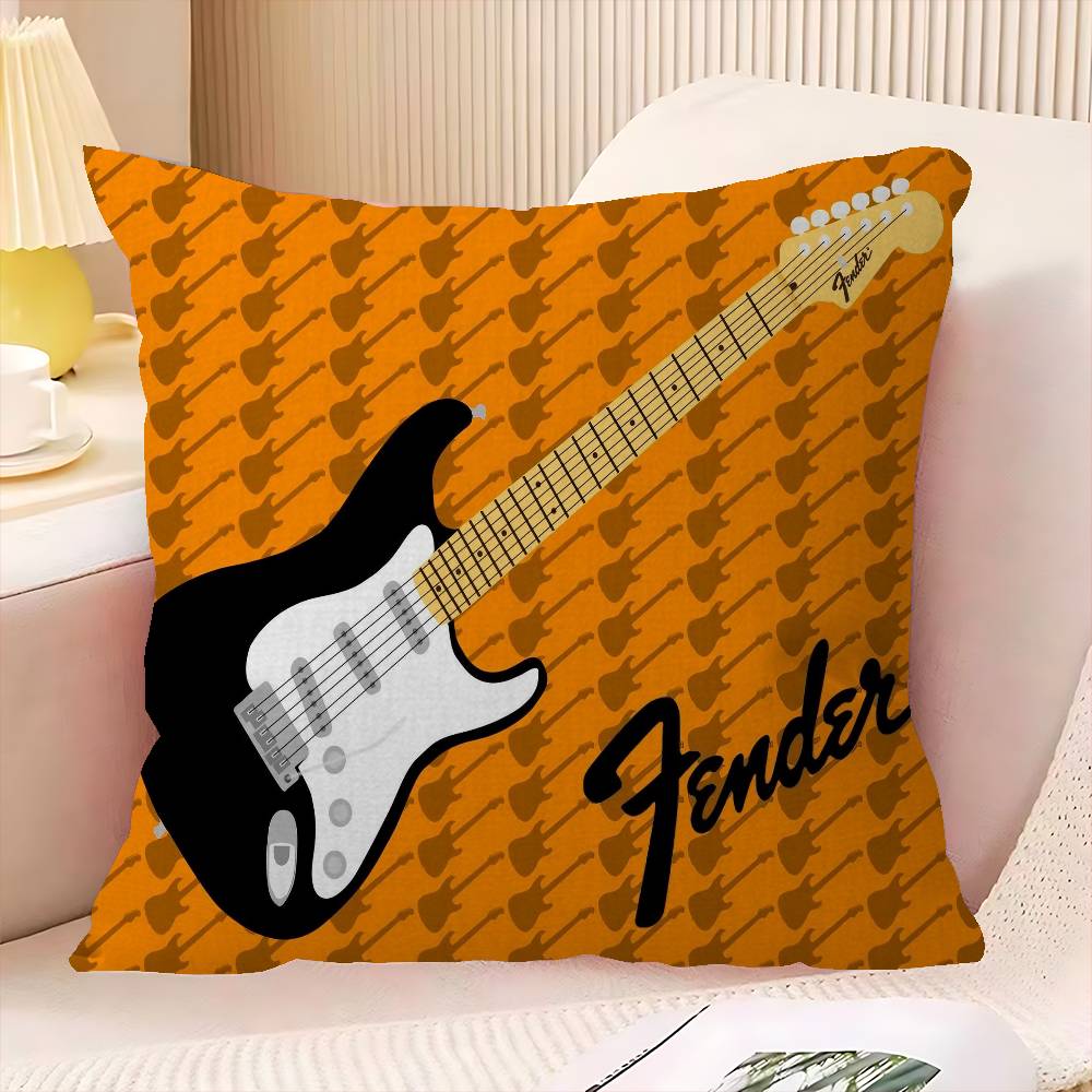 Cool F-Fender G-Guitar Cushion Cover Inches Farmhouse Decor Home Throw Pillow Covers For Couch Decorations