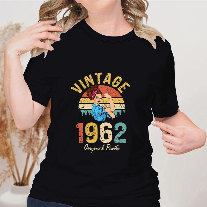 60th Birthday Gift Women Vintage 1964 Tshirt Original Parts Round Neck Classic Tops Age Clothes Retro Blouse Born 1964 TShirt