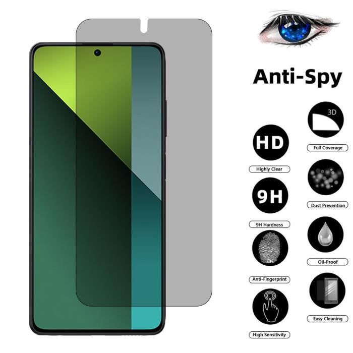 Protecteur d'écran - Xiaomi - Redmi Note 13 Pro - Verre trempé - Anti-espion - Lot de 4