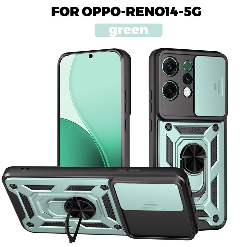 Armor Magnetic Ring Bracket Case For OPPO Reno 14 Pro 14F 5G Slide Lens Protector Cover for Reno14 Reno14F Funda