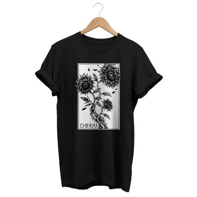 Sunflower Tattoo Art T Shirt Japanese Streetwear Vintage Slightly Homme Unisex Breathable Versatile Fashion