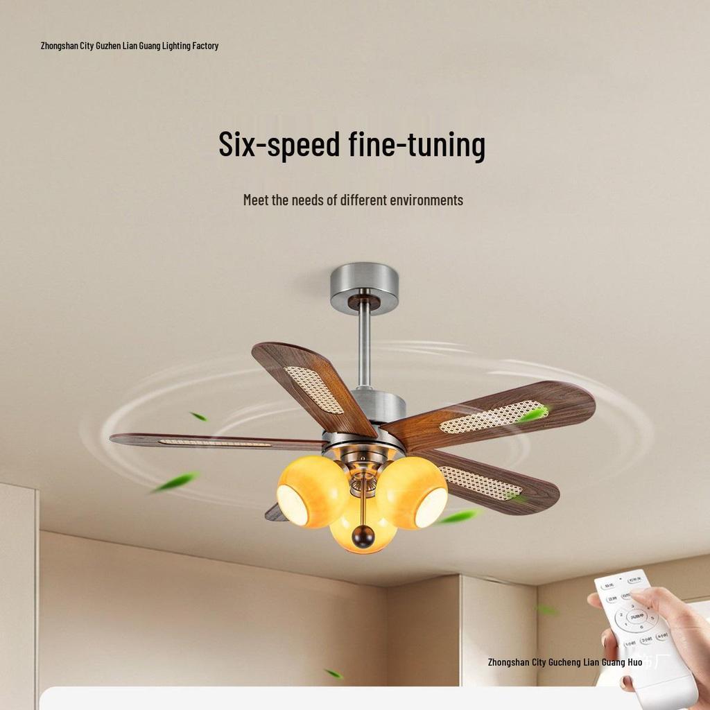 2026 Retro Ceiling Fan Light: Inverter Straight Blade for Living, Bedroom & Dining Rooms