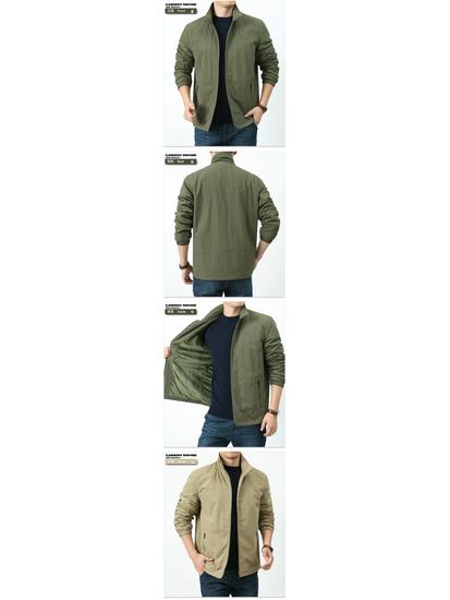 KPB Men's Plus Size Fleece-Lined Autumn Jacket with Stand-Up Collar