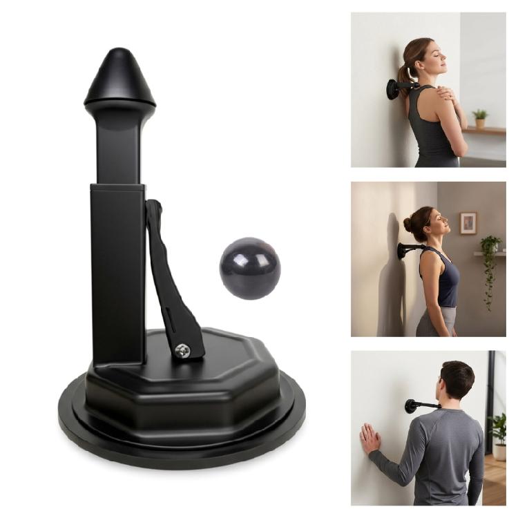 Manual Wall Mounted Massage Device With Elasticity Ball For Shoulder Blade And Spine Alignment Recovery Massage