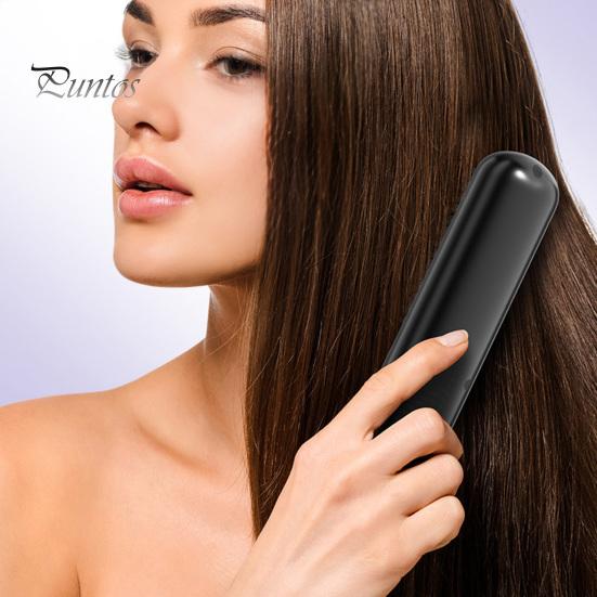 Nano-ceramic Hair Brush Cordless Straightener with 3 Temperature Settings Portable Mini Travel Straightening Comb Rechargeable Fast Heating