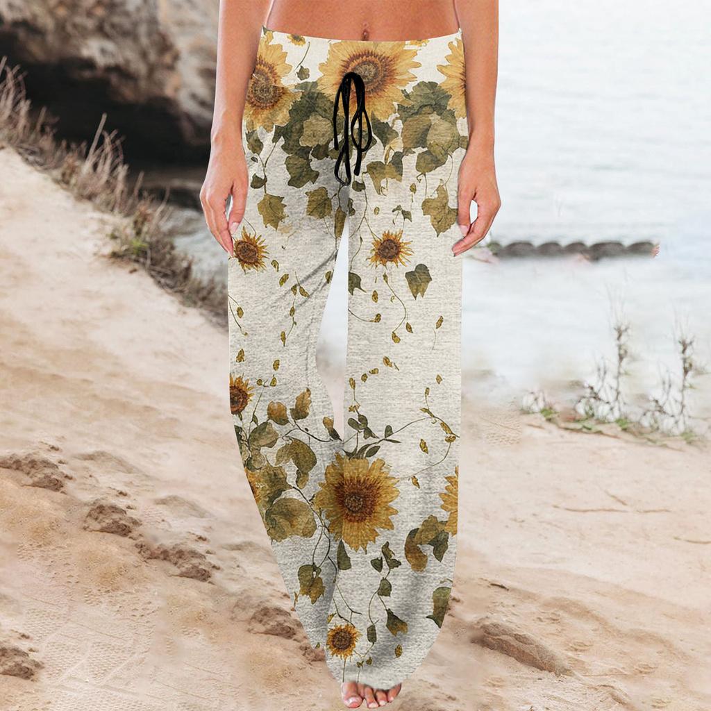 Dames Mode Losse Pasvorm Trekkoord Elastische Taille Casual Geprinte Broek