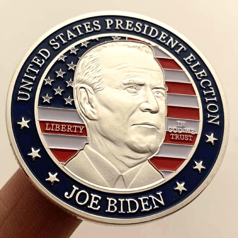 Zlatá mince, 2020 Biden Pozlacená pamětní mince, Sběratelská mince, Zlatá mince s postavou, Pamětní odznak mince