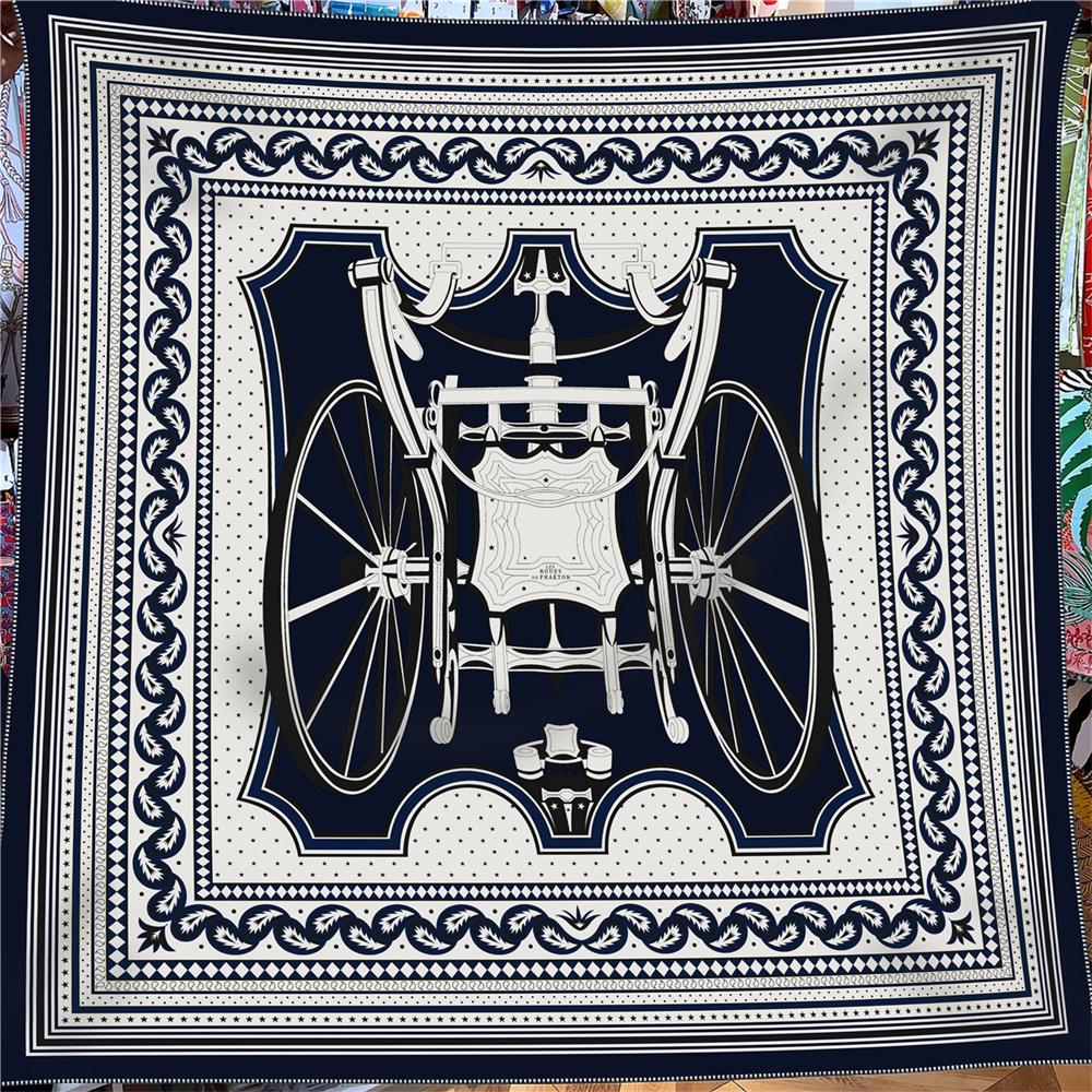 

POBING 30% Silk 70% Cashmere Scarf Women Hand Rolled Carriage Wheel Square Scarves Wraps Bandana Big Hijabs Female Foulard 135CM 135CM x 135CM