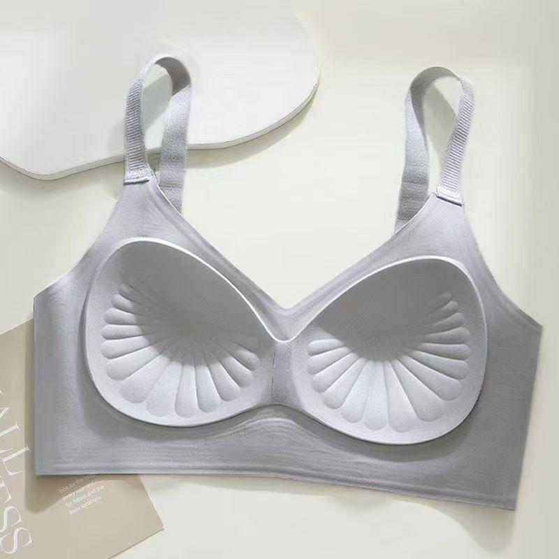 Red Seamless Wireless Bra with Wide Straps and Supportive Design