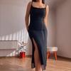 Cross-border 2025 Summer New Cold Art Mesh Suspender Skirt Split Fork Slim Waist Pure Desire Fairy Dress