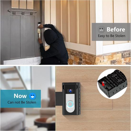 KIMILAR 2024 Upgrade Anti-Theft Video Doorbell Mount, Not Block Doorbell Motion Sensor, Adjustable No-Drill Mounting Bracket Wedge Holder Accessories