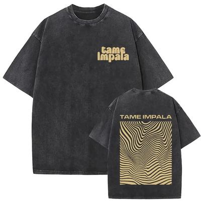 Rock Band Tame Impala Deadbeat Tour Album T-Shirt Unisex Vintage Oversized Gewaschenes T-Shirt Mode Hip Hop Fans Geschenk T-Shirts