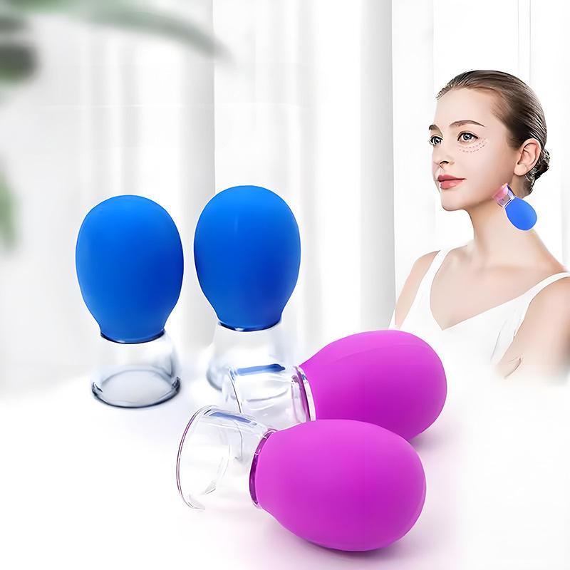 Kit de Ventosaterapia Facial Portátil com 6 Peças Multifuncional Mini Compacto para Detox Facial Relaxamento em Casa