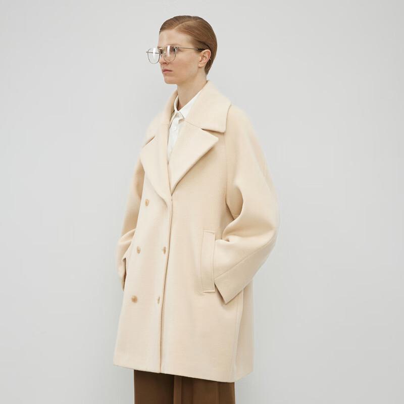 LESS Women's Mid-Length Wool Blend Coat
