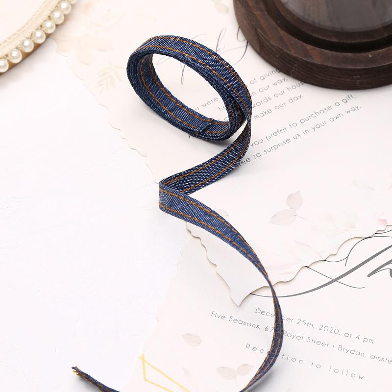 1Roll Versatile Hair Accessories Dark Blue Bag Straps Cowboy Webbing Creative Handicrafts DIY Gift Packaging